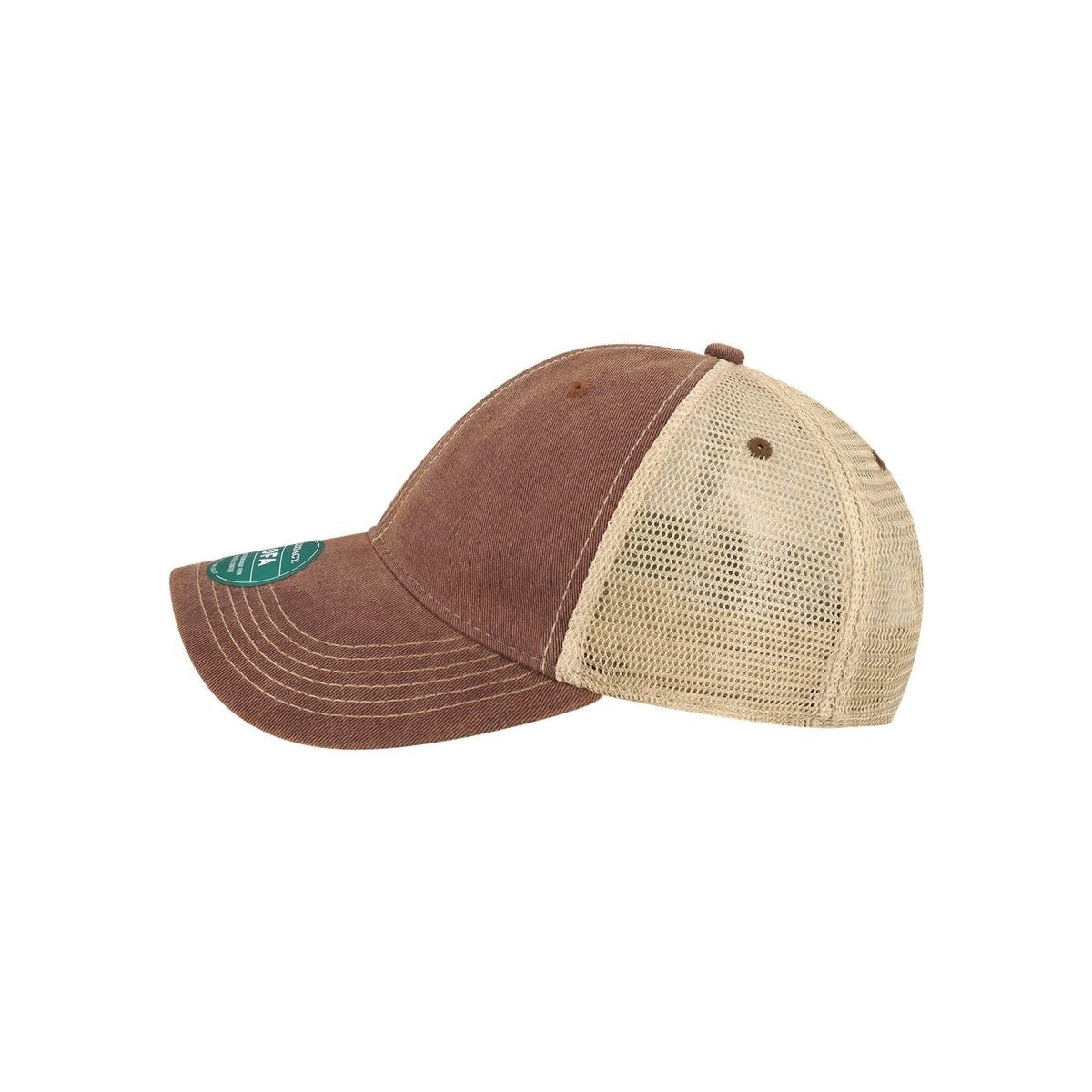 Old Favorite Trucker Cap — Burgundy/ Khaki (Left)