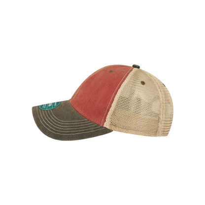 Old Favorite Trucker Cap — Cardinal/ Black/ Khaki (Left)
