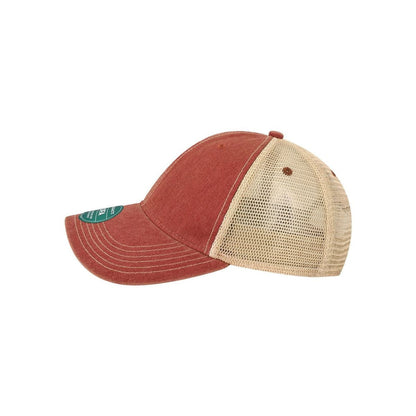 Old Favorite Trucker Cap — Cardinal/ Khaki (Left)