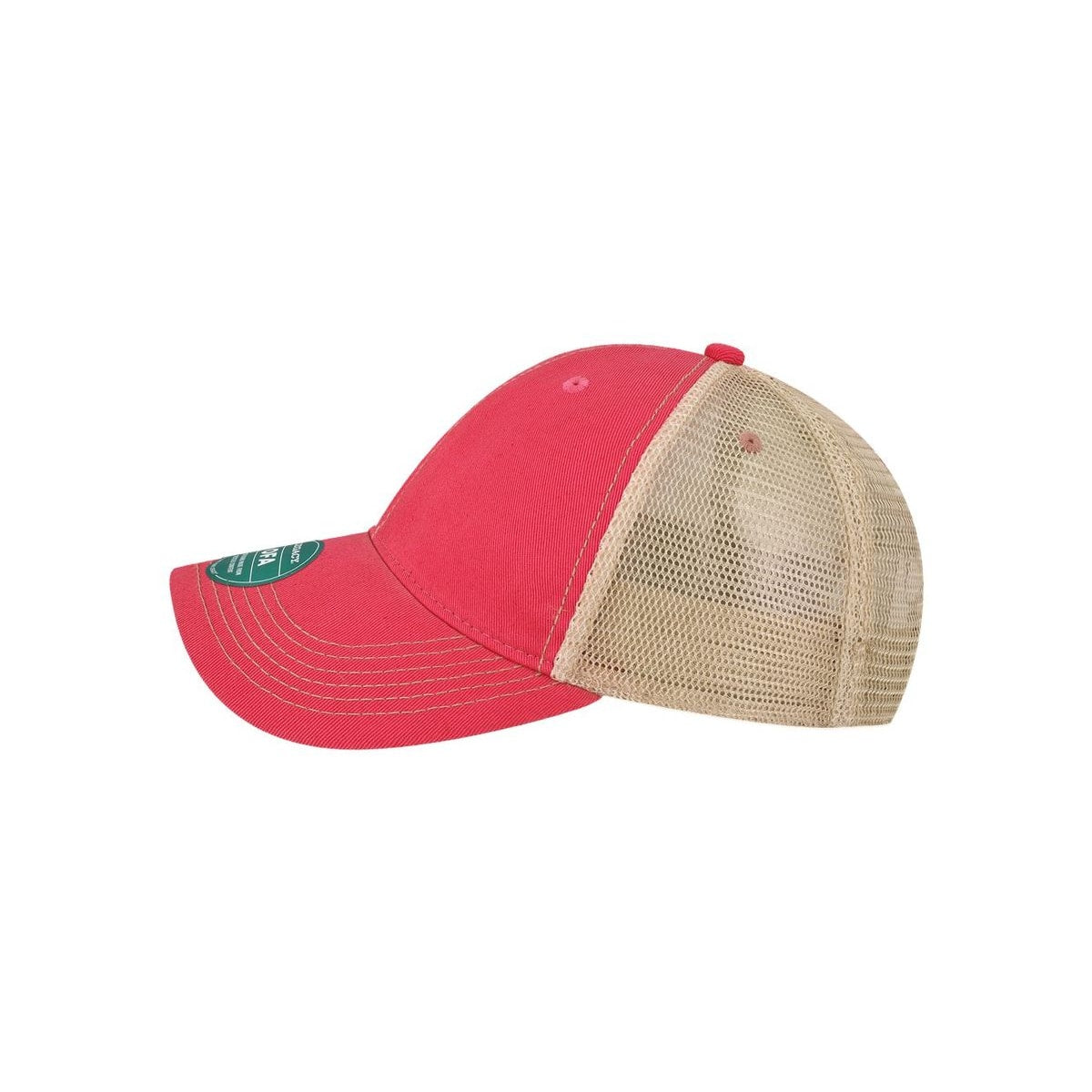 Old Favorite Trucker Cap — Dark Pink/ Khaki (Left)