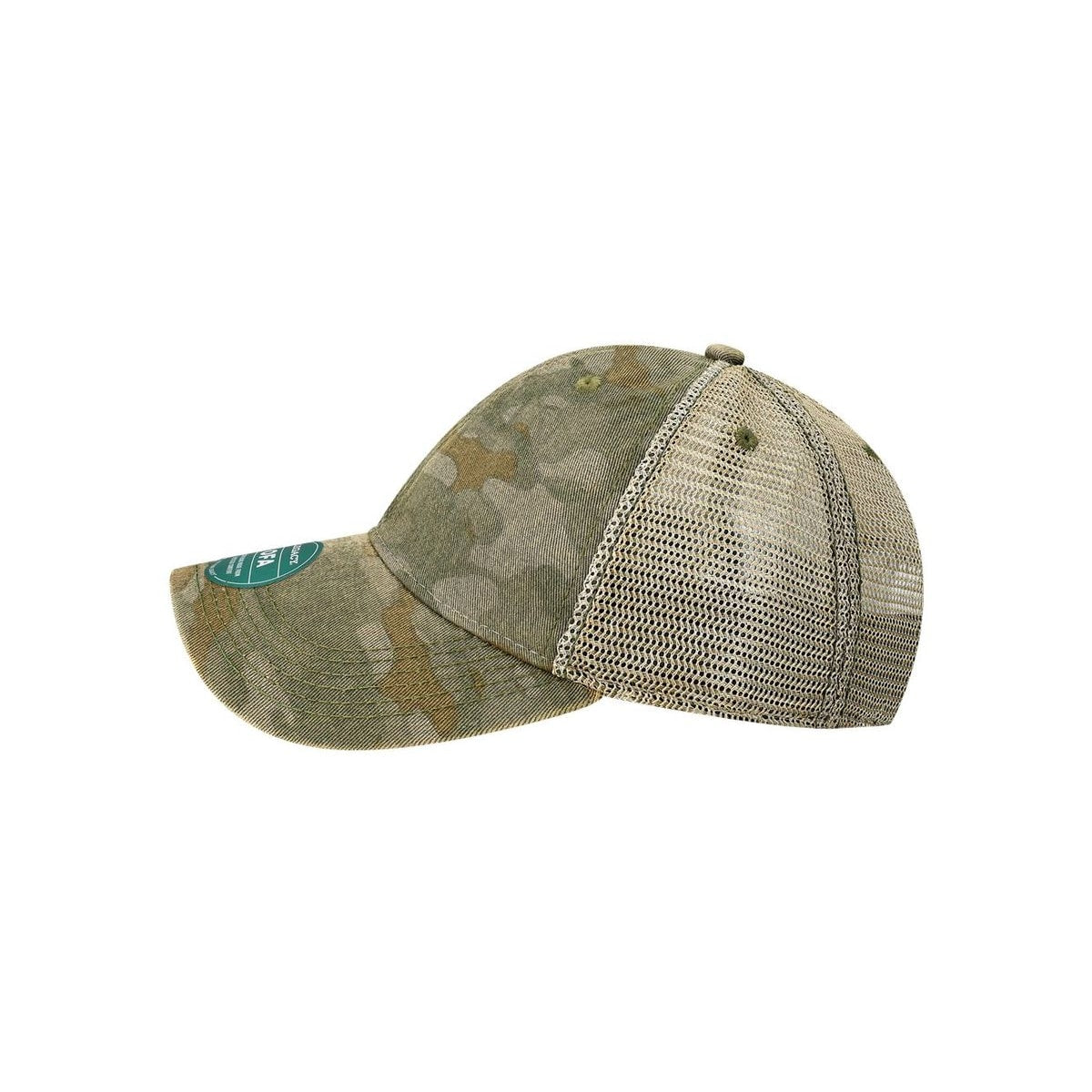 Old Favorite Trucker Cap — Green Field Camo/ Java (Left)