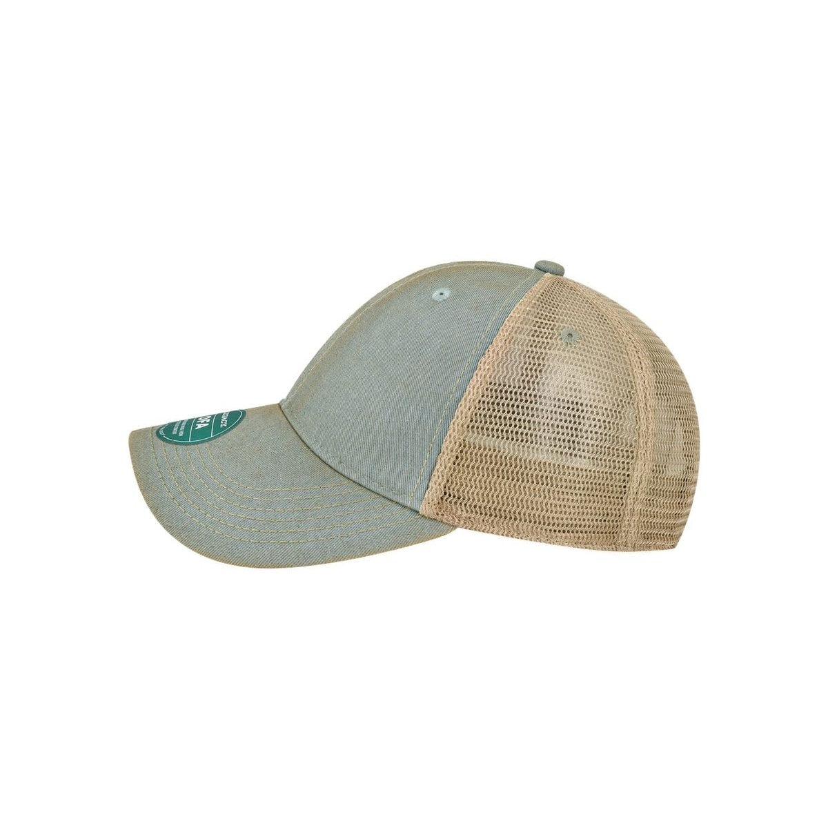 Old Favorite Trucker Cap — Light Blue/ Khaki (Left)