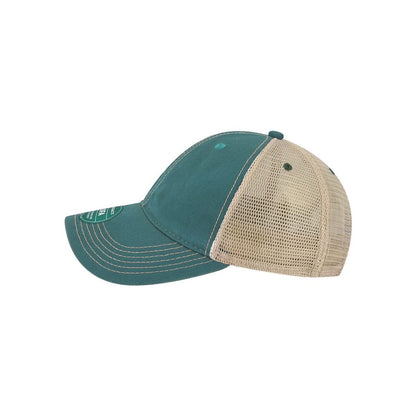 Old Favorite Trucker Cap — Marine Blue/ Khaki (Left)