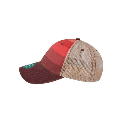 Old Favorite Trucker Cap — Red Stripe/ Khaki (Left)