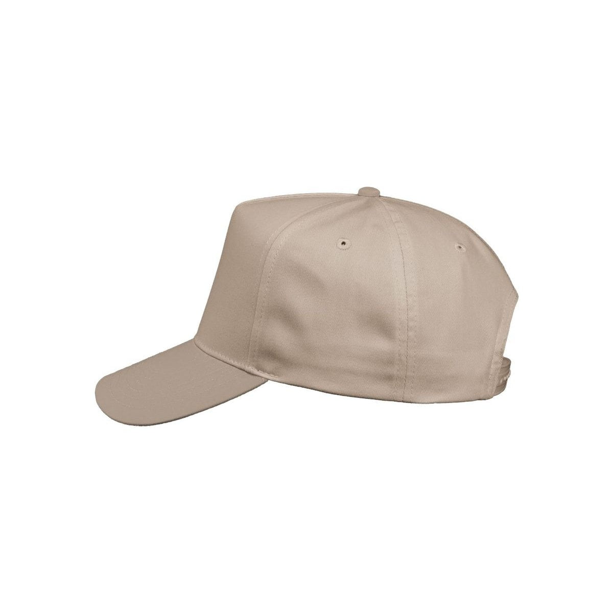 Five-Panel Twill Cap — Khaki (Left)