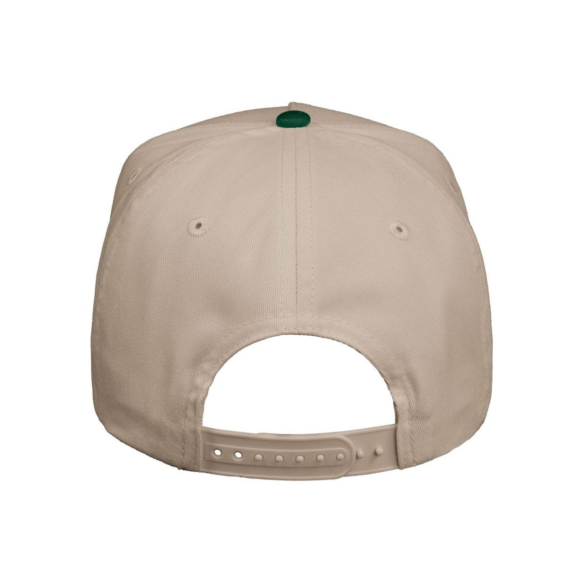 Five-Panel Twill Cap — Khaki/ Forest Green (Back)