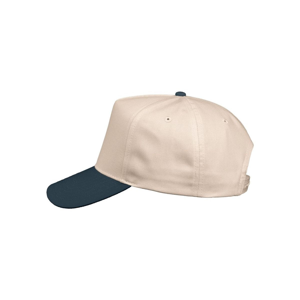 Five-Panel Twill Cap — Natural/ Charcoal (Left)
