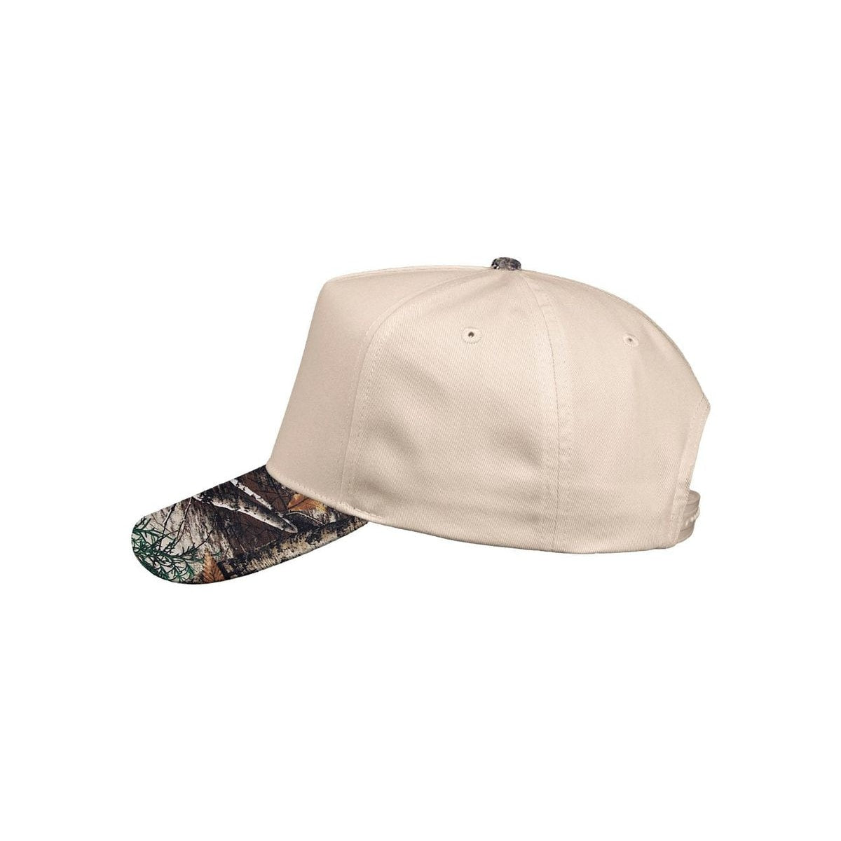 Five-Panel Twill Cap — Natural/ Realtree All Purpose (Left)