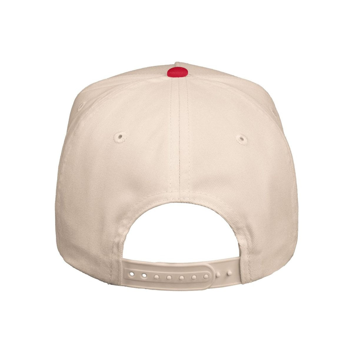 Five-Panel Twill Cap — Natural/ Red (Back)