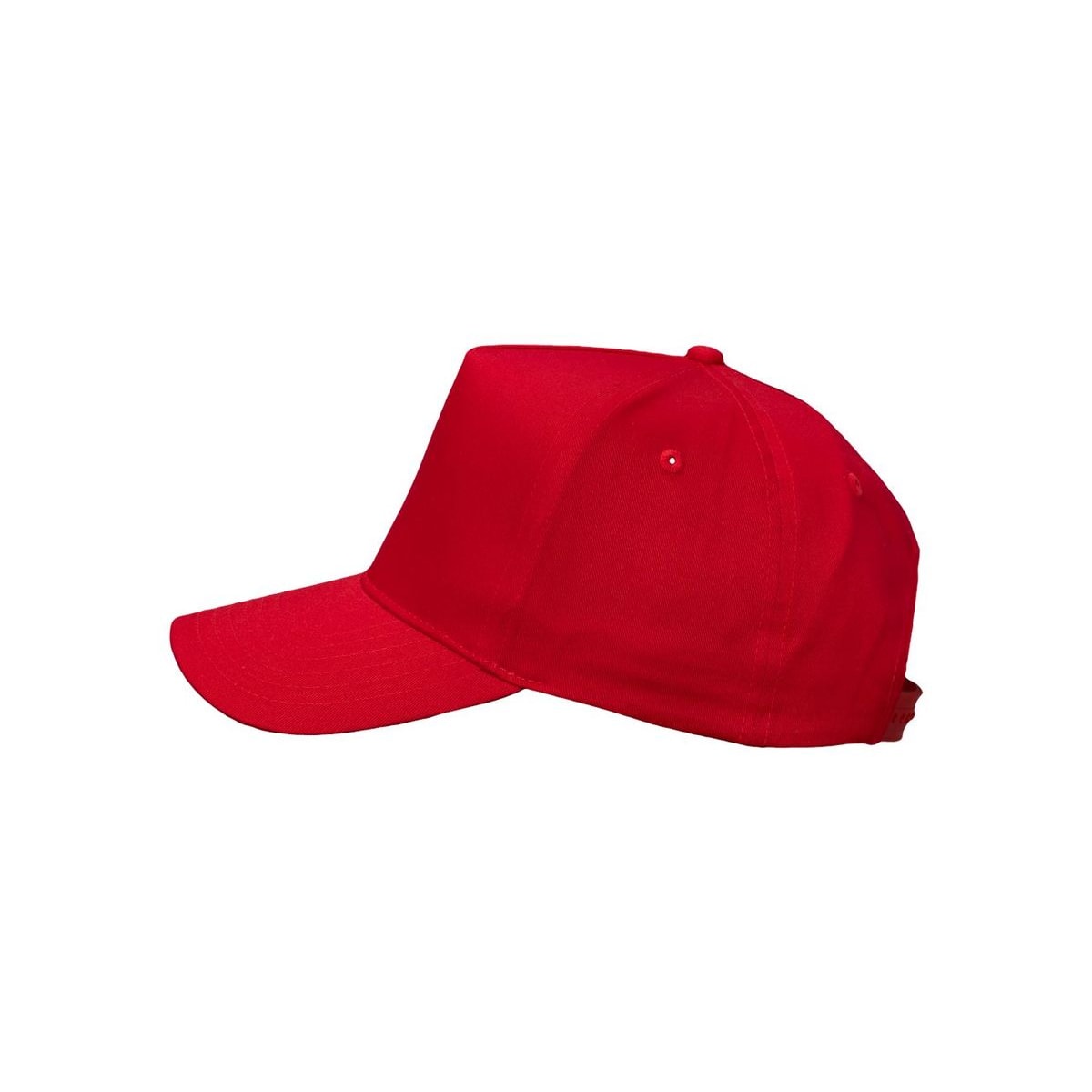 Five-Panel Twill Cap — Red (Left)