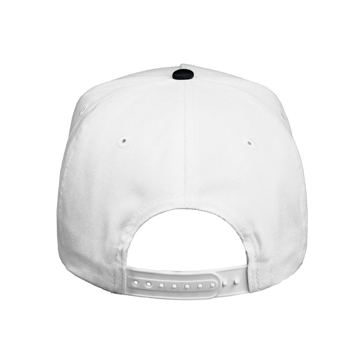 Five-Panel Twill Cap — White/ Black (Back)