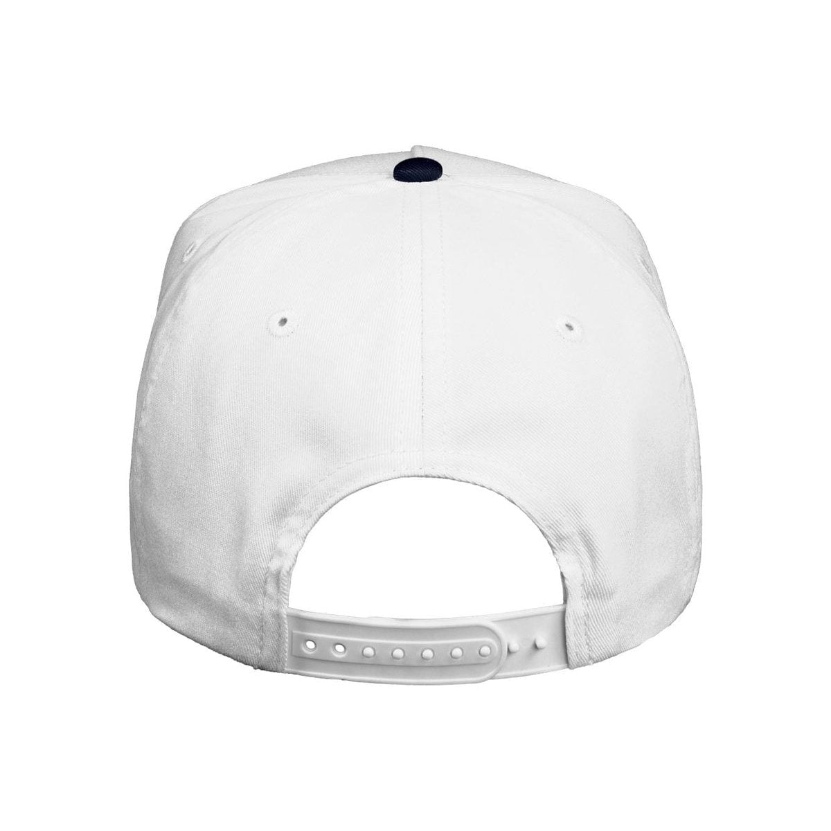 Five-Panel Twill Cap — White/ Navy (Back)