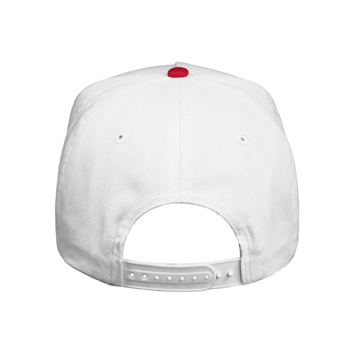 Five-Panel Twill Cap — White/ Red (Back)