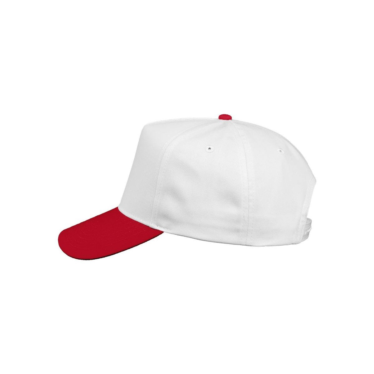 Five-Panel Twill Cap — White/ Red (Left)