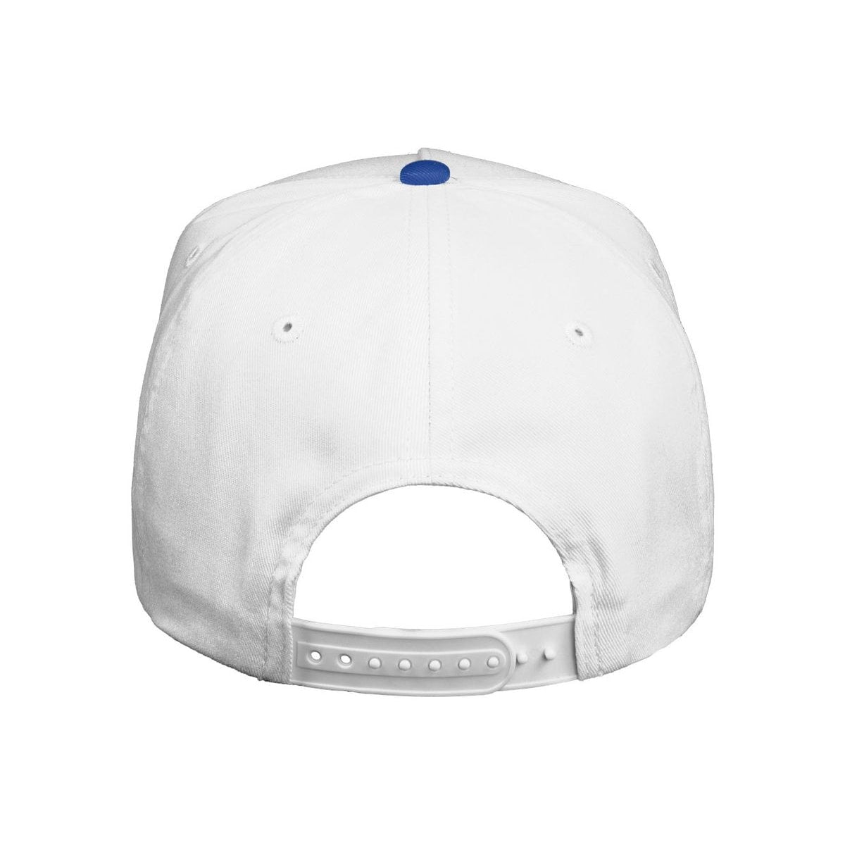 Five-Panel Twill Cap — White/ Royal (Back)