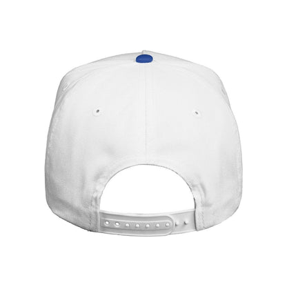 Five-Panel Twill Cap — White/ Royal (Back)