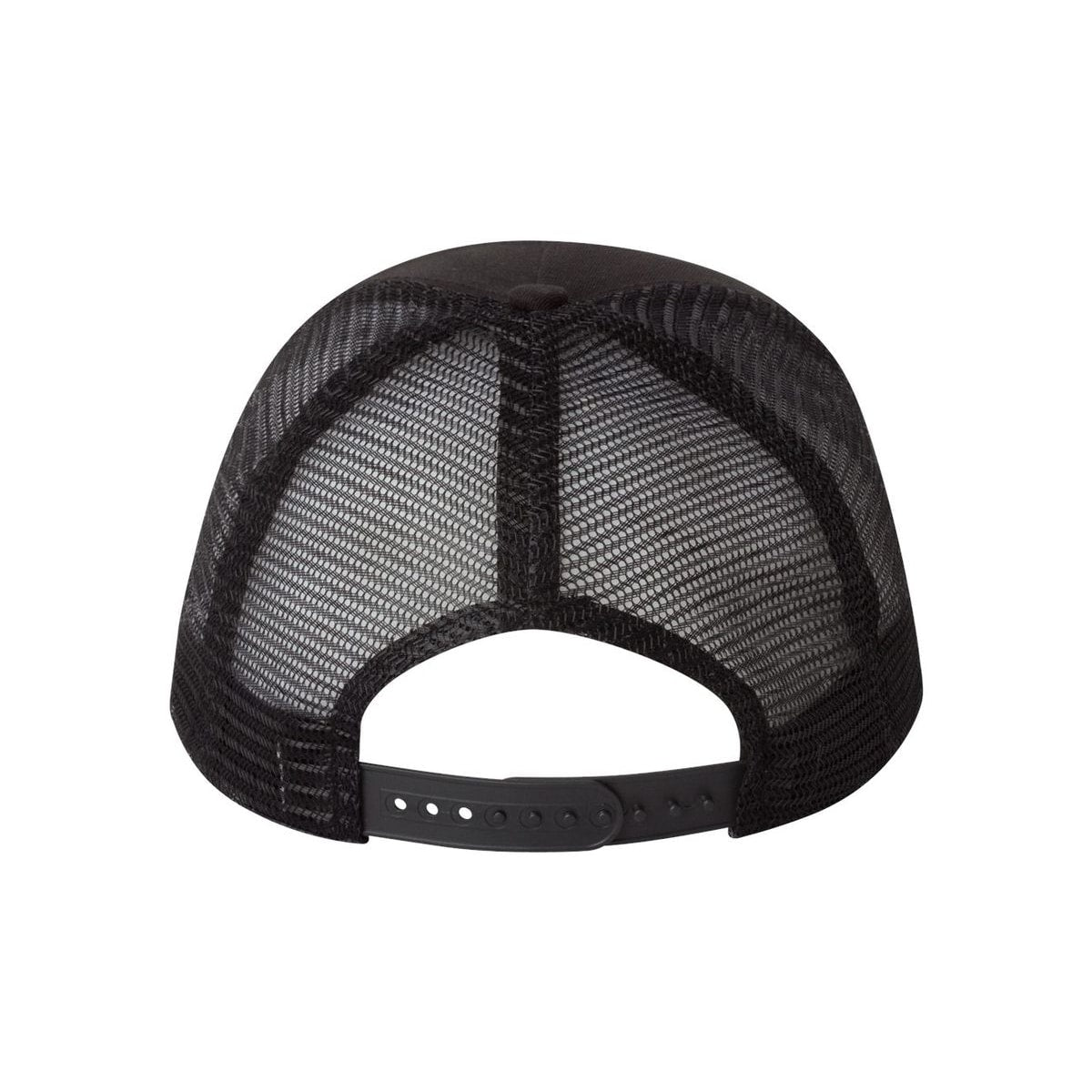Five-Panel Trucker Cap — Black (Back)