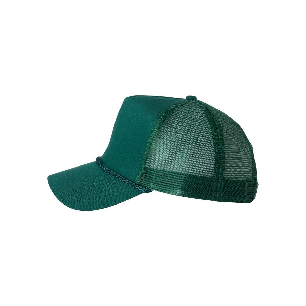 Five-Panel Trucker Cap — Forest (Left)