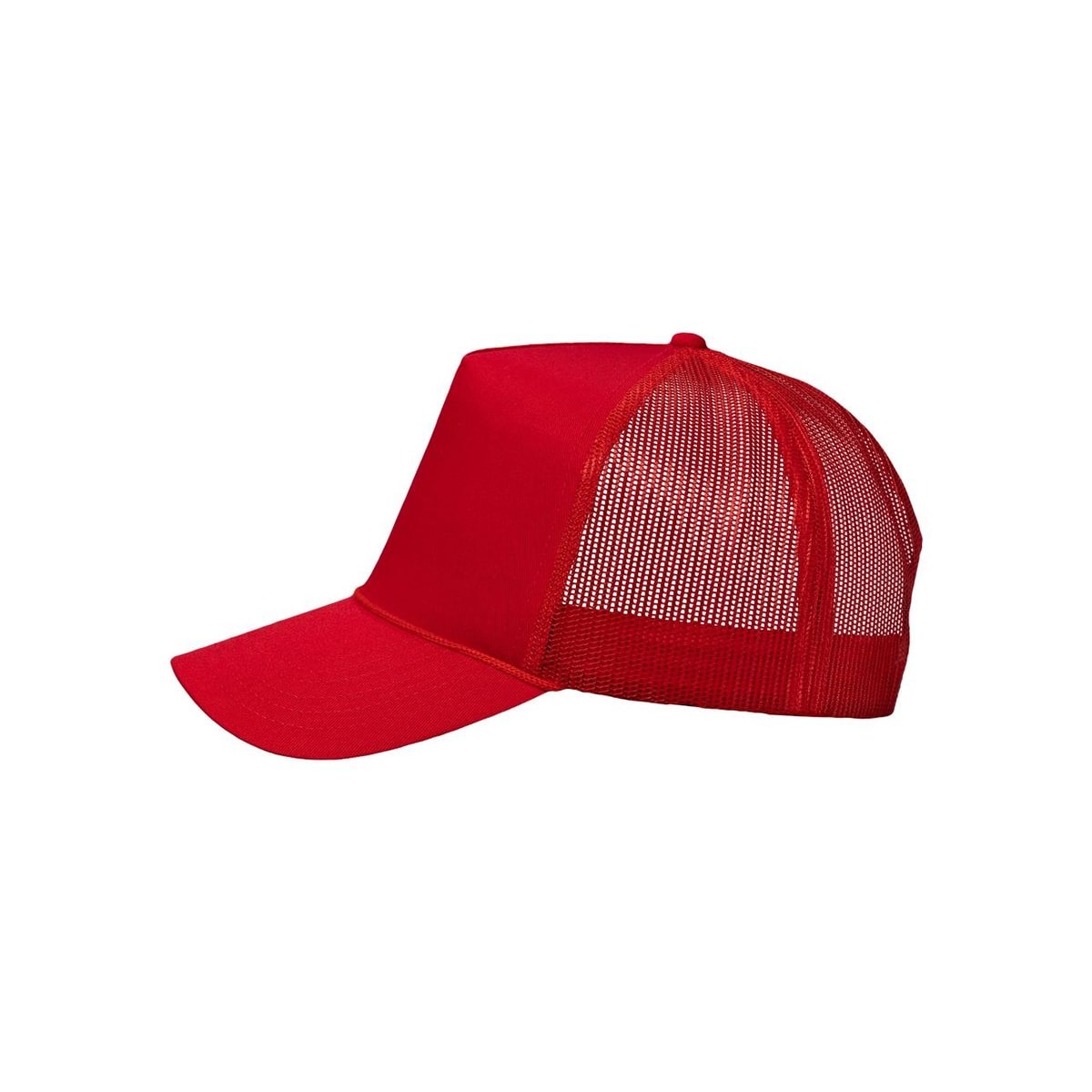 Five-Panel Trucker Cap — Red (Left)