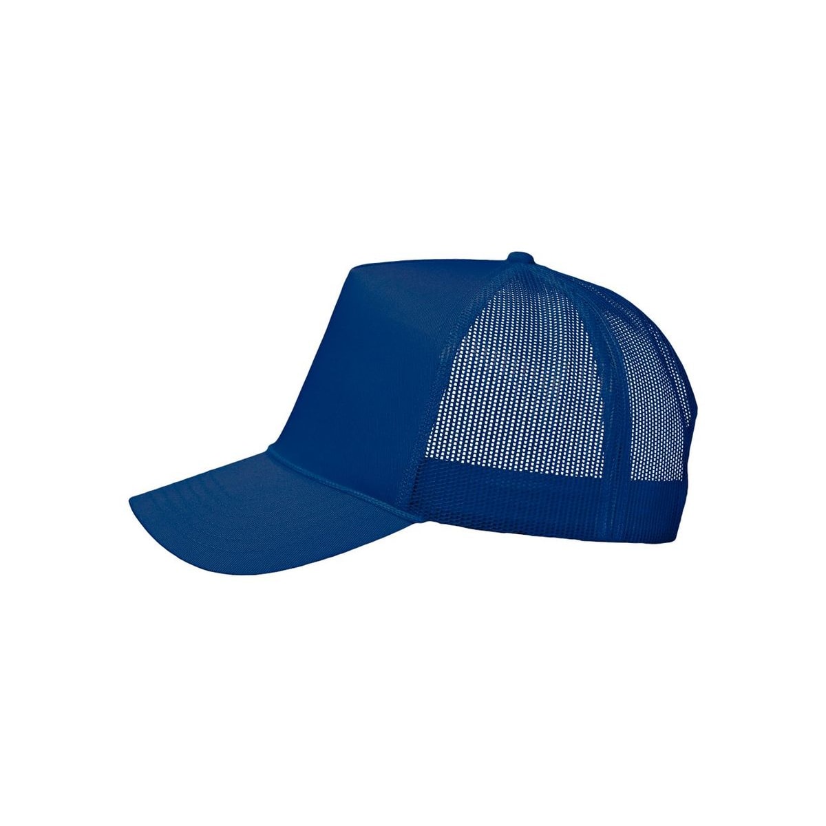 Five-Panel Trucker Cap — Royal Blue (Left)