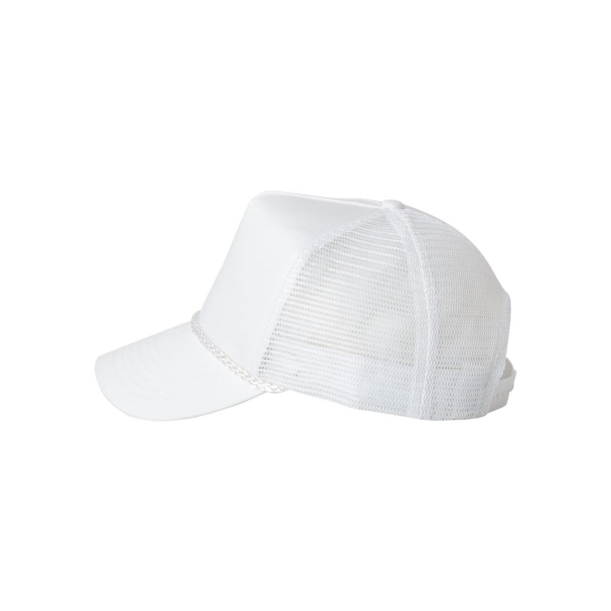 Five-Panel Trucker Cap — White (Left)