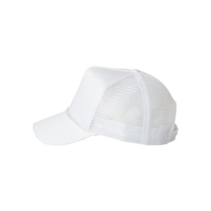 Five-Panel Trucker Cap — White (Left)